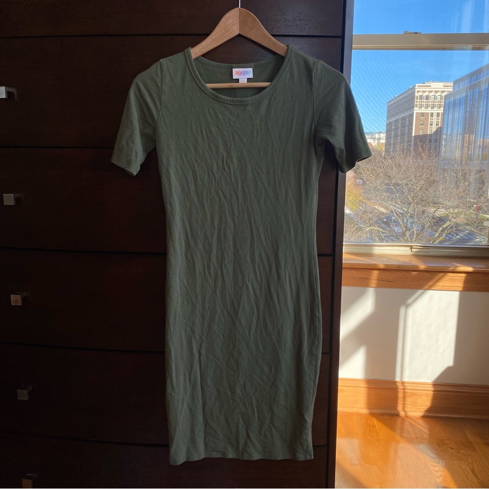 LuLaRoe green tshirt dress XXS